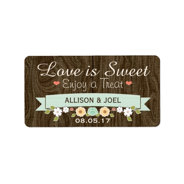 Rustic Mint Boho Love is Sweet Faveur Étiquettes (Devant)
