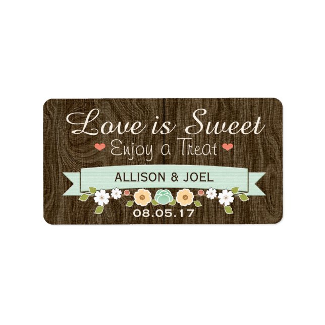 Rustic Mint Boho Love is Sweet Favour Labels (Front)