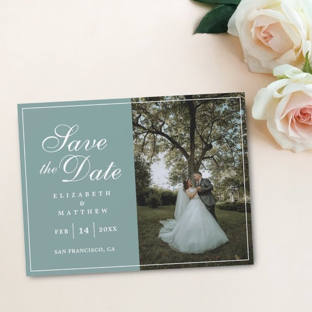Rustic Mint Green Picture Wedding Save The Date (Creator Uploaded)