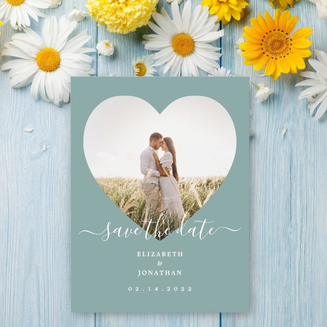 Rustic Mint Green Wedding Picture Save The Date Magnetic Invitation (Creator Uploaded)