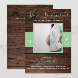 Rustic Mint   PHOTO Baby SHOWER Invitation