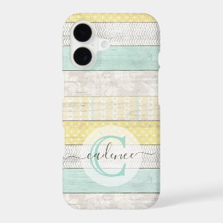 Rustic Mint & Yellow Boho Geo Modern Personalized
