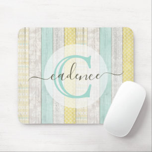 Rustic Mint & Yellow Boho Geo Modern Personalized Mouse Pad