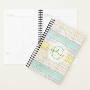 Rustic Mint & Yellow Boho Geo Modern Personalized Planner