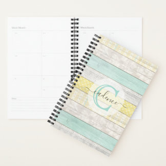 Rustic Mint & Yellow Boho Geo Modern Personalized Planner