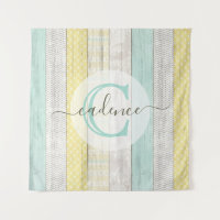 Rustic Mint & Yellow Boho Geo Modern Personalized