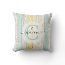 Rustic Mint & Yellow Boho Geo Modern Personalized