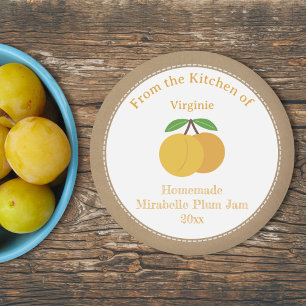 Rustic Mirabelle Plum Jam Label Sticker