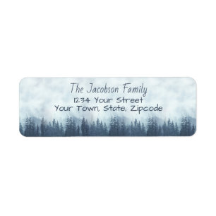 Rustic Misty Blue Pines Small Return Address Label
