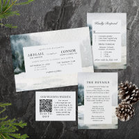 Rustic Misty Mountain Lake Watercolor Invitation