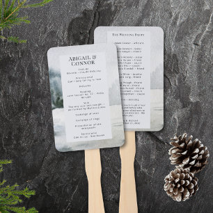 Rustic Misty Mountain Lake Watercolor Program Hand Fan