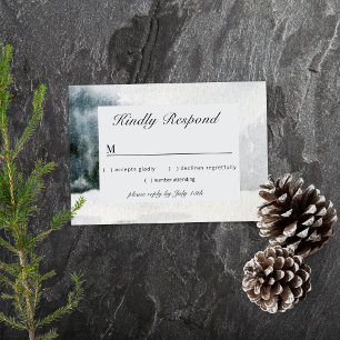 Rustic Misty Mountain Lake Watercolor RSVP Card