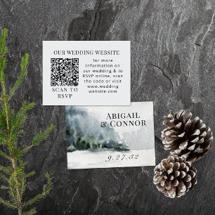 Rustic Misty Mountain Lake Watercolor Web QR Enclosure Card