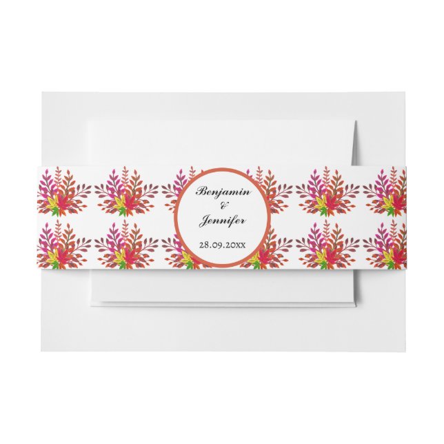 Rustic Modern Autumn Floral Fall wedding  Invitation Belly Band (Front Example)