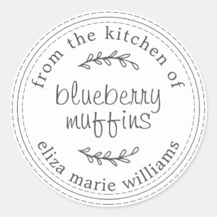Rustic Modern Baked Goods Blueberry Muffins White Classic Round Sticker
