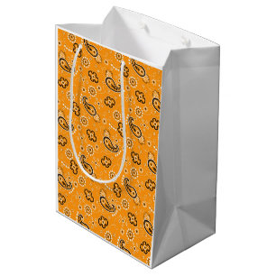 Rustic Modern Bandana Orange Pattern Fun Medium Gift Bag