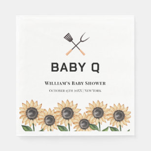 Rustic Modern BBQ Sunflower Baby Shower  Napkin