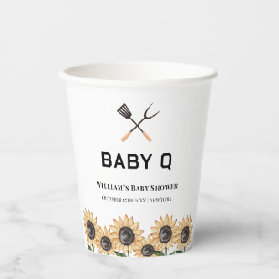 Rustic Modern BBQ Sunflower Baby Shower  Paper Cups