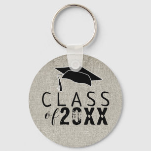Rustic Modern Black Typography Class of Graduation Keychain