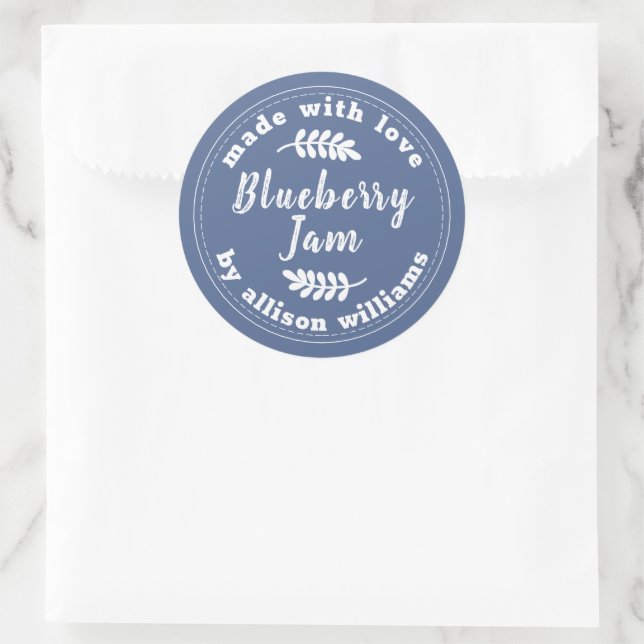 Rustic Modern Blueberry jam Blue Classic Round Sti Sticker (Bag)