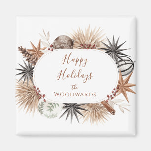 Rustic Modern Boho Christmas Personalized Magnet