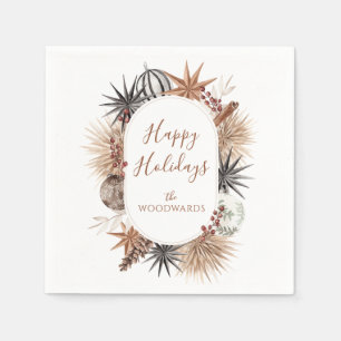 Rustic Modern Boho Christmas Personalized Napkin