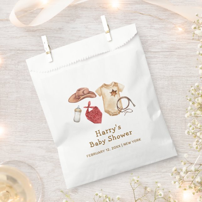 Rustic Modern Boho Western Cowboy Baby Shower  Favour Bag (Clipped)