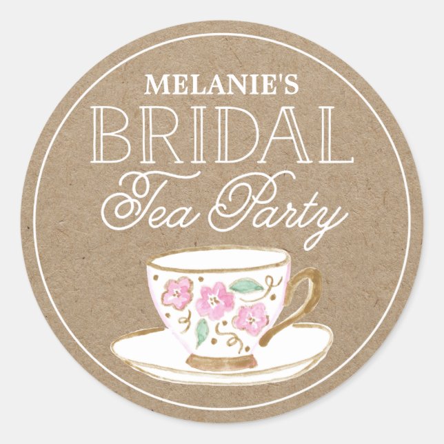 Rustic Modern Bridal Tea Party | Bridal Shower Classic Round Sticker (Front)