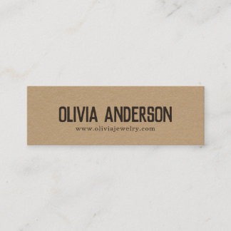 Rustic modern brown kraft paper handmade jewellery mini business card