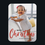 Rustic Modern Calligraphy Red Merry Christmas Magnet<br><div class="desc">Merry Christmas! Bring a touch of holiday cheer to your home with our Customizable Photo Christmas Magnet! Perfect for displaying cherished memories, this magnet allows you to personalize it with your favourite festive photo, making it a unique addition to your holiday decor. An ideal gift for family and friends—create memorable...</div>