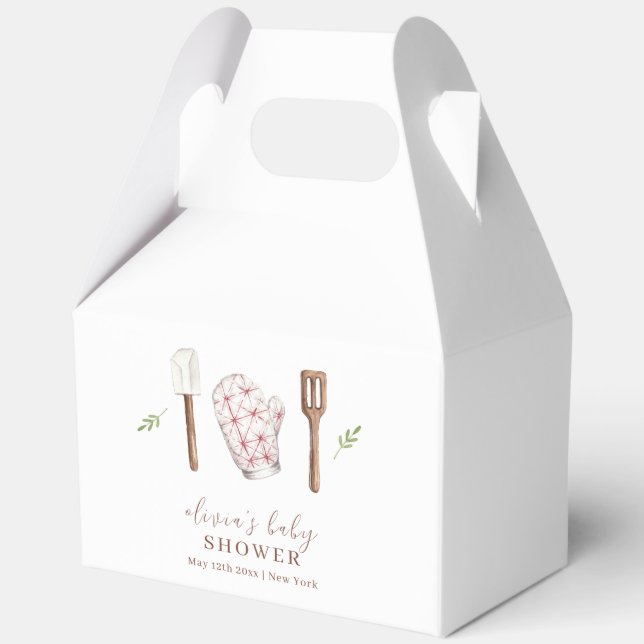 Rustic Modern Chef Kitchen Stuff Baby Shower  Favor Box (Back)