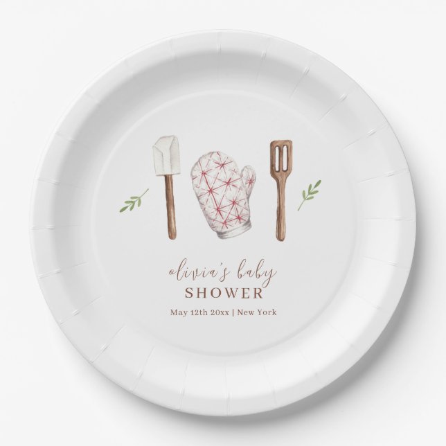 Rustic Modern Chef Kitchen Stuff Baby Shower  Paper Plate (Front)