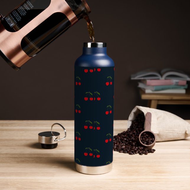 Rustic Modern Cherry Patterns  Water Bottle (Coffee)