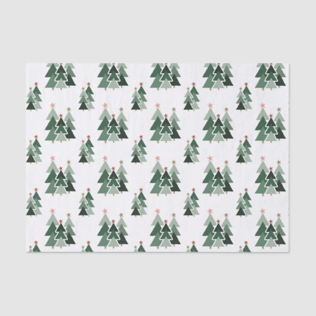 Rustic Modern Christmas Trees Tissue Paper (Front)