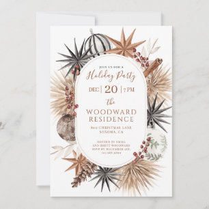 Rustic Modern Christmas Watercolor Holiday Boho Invitation