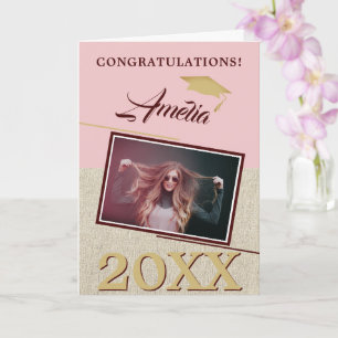 Rustic Modern Dusty Pink Graduate Photo Graduation Card