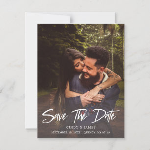 Rustic Modern Elegant Script Photo Save The Date Magnetic Invitation