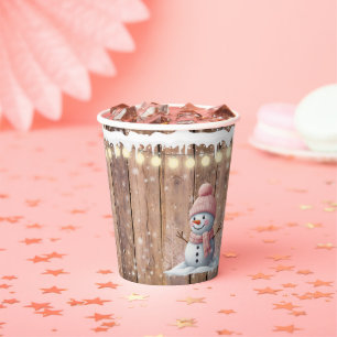Rustic Modern Elegant Snowman Baby Shower Paper Cups