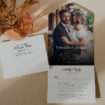 Rustic Modern Elegant Stylish Photo RSVP Wedding All In One Invitation<br><div class="desc">Simple Modern Elegant Stylish Photo RSVP Wedding All in One Invitation</div>