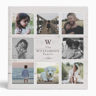 Rustic Modern Family Collage Photo Album Monogram Binder