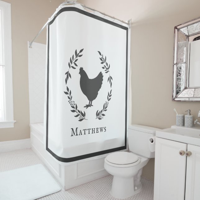 Rustic Modern Farmhouse Grey Rooster with Name  (In Situ)