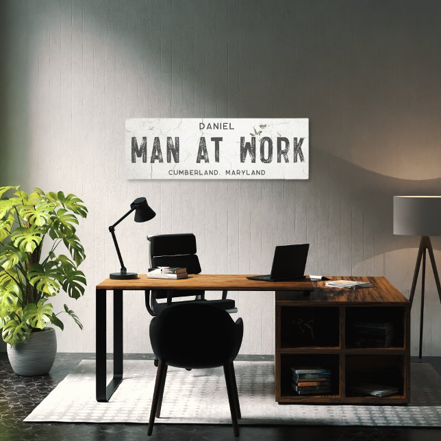 Rustic Modern Farmhouse Male Office Long Canvas Print (Creator Uploaded)