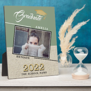 Rustic Modern Green Graduate Photo Graduation Plaque