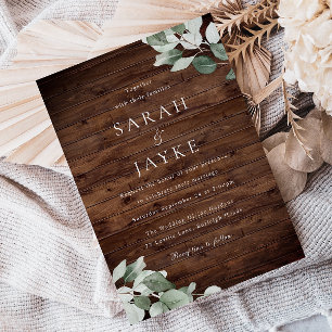 Rustic Modern Green Leaf Wedding Invitation