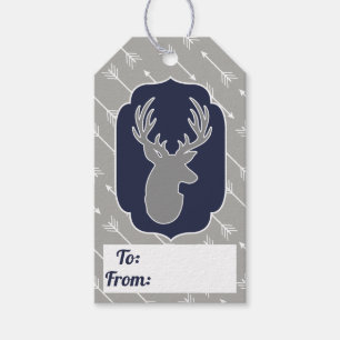 Rustic Modern Grey Deer & White Arrows Gift Tags