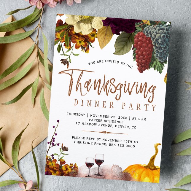 Rustic modern harvest Thanksgiving dinner party Invitation (Creator Uploaded)