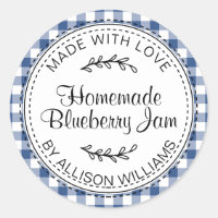 Rustic Modern Homemade Blueberry Jam Blue Check