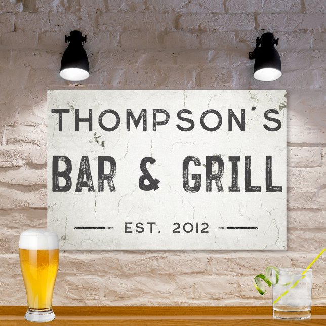 Rustic Modern Industrial Farmhouse Bar Canvas Print (Rustic Modern Industrial Farmhouse Bar & Grill Stretched Canvas Wall Art)