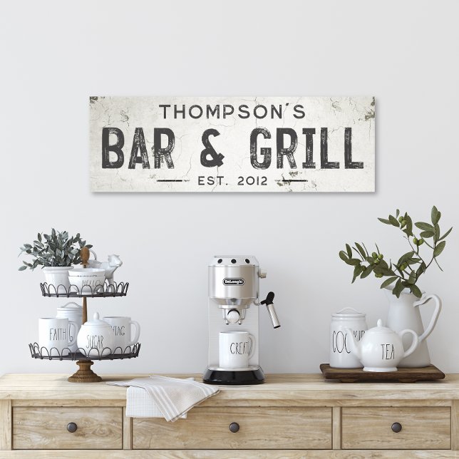 Rustic Modern Industrial Farmhouse Bar Long Canvas Print (Creator Uploaded)