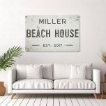 Rustic Modern Industrial Farmhouse Beach House Canvas Print<br><div class="desc">Elevate your living space with our exquisite stretched canvas industrial farmhouse beach house sign, where timeless charm meets modern farmhouse aesthetics. This art piece effortlessly combines rustic elegance with an industrial edge, featuring a faux cracked and distressed off-white background that exudes a sense of history through chipping paint and weathered...</div>
